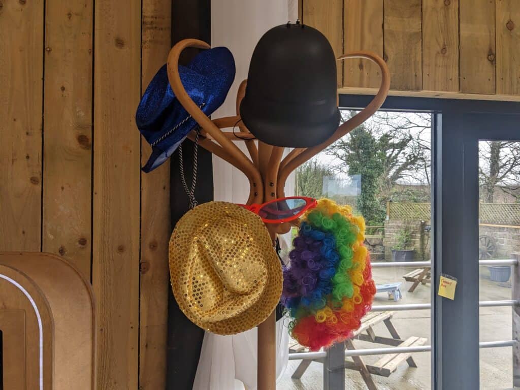 Hat stand set up at Stennack Farm, Praze Cornwall